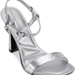 Karl Lagerfeld Metallic Silver Heeled Sandals